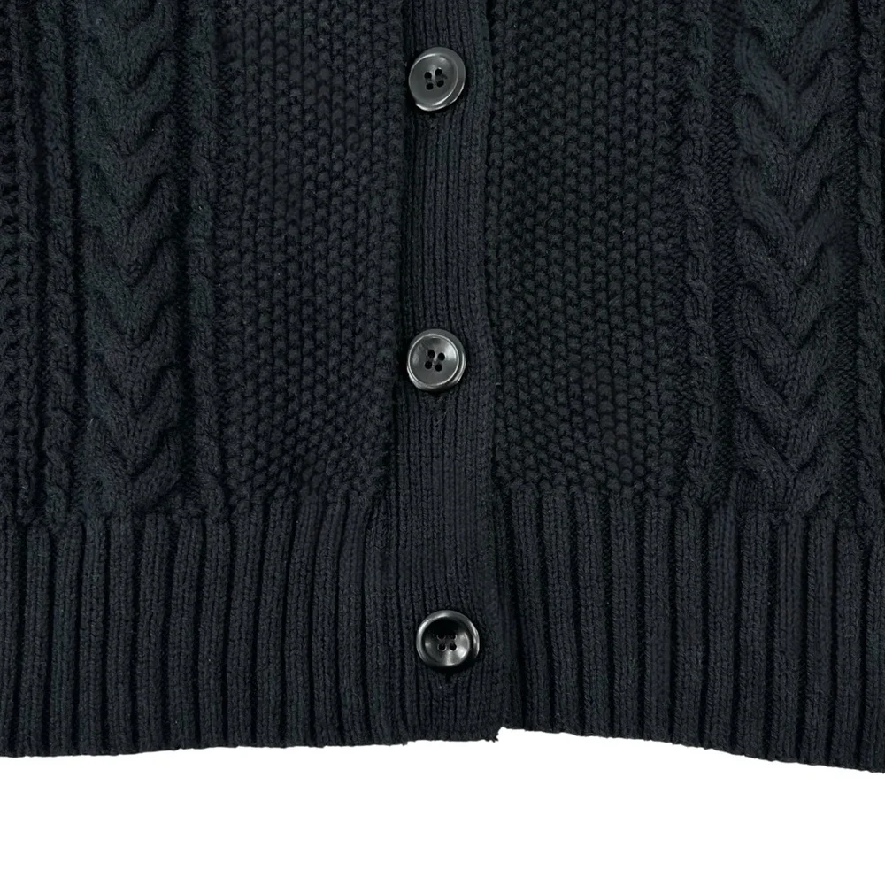 Alex Mill Cable Knit Nico Chunky Cardigan - Black Drop Shoulder Button Up Cardi - Picture 7 of 11